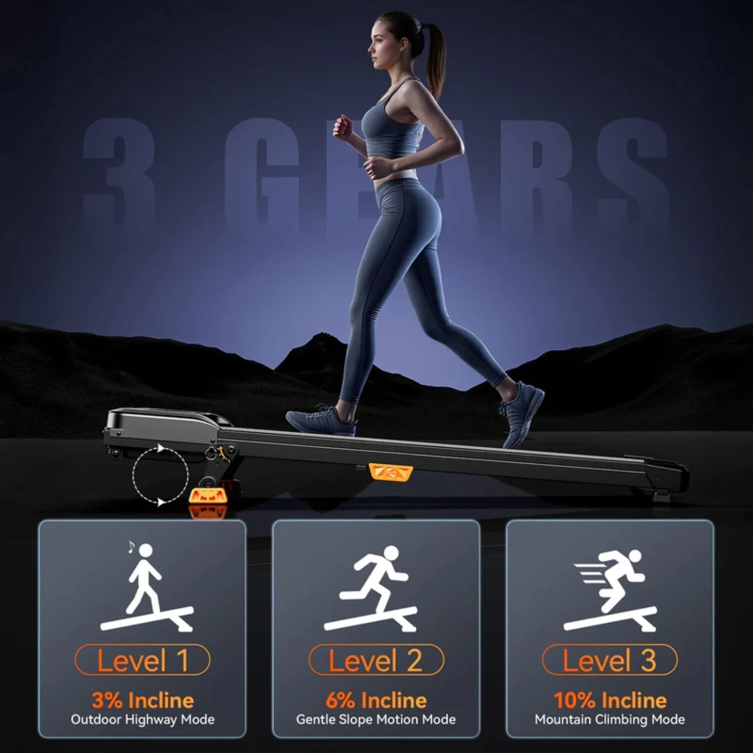 Portable Foldable Incline Walking Home Office Pad LED Display & Remote Control