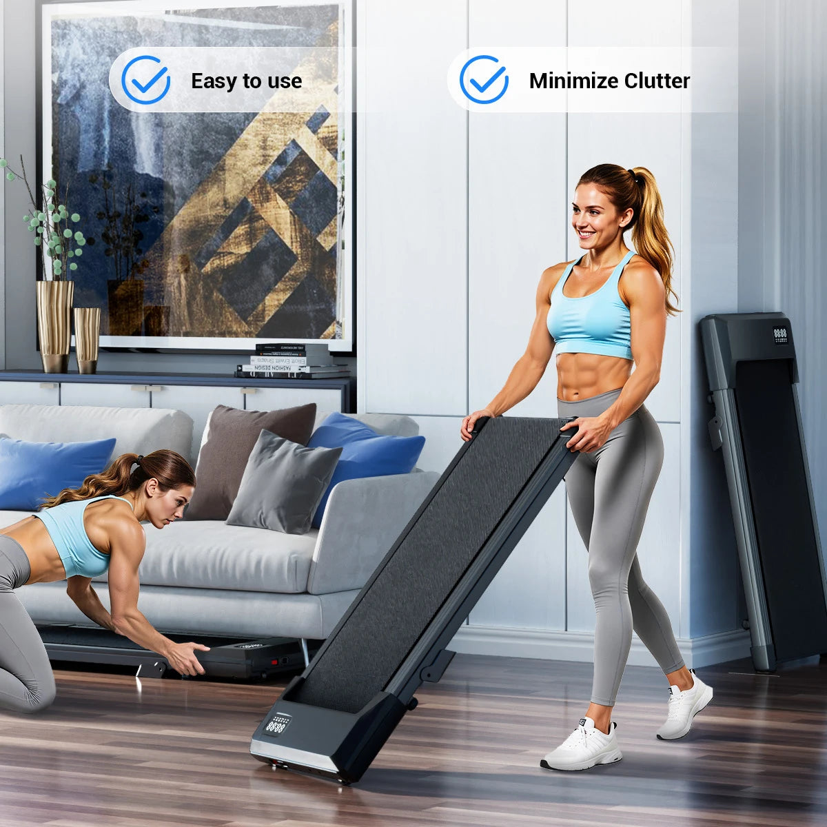 Portable Foldable Incline Walking Home Office Pad Treadmill LED Display & Remote Control