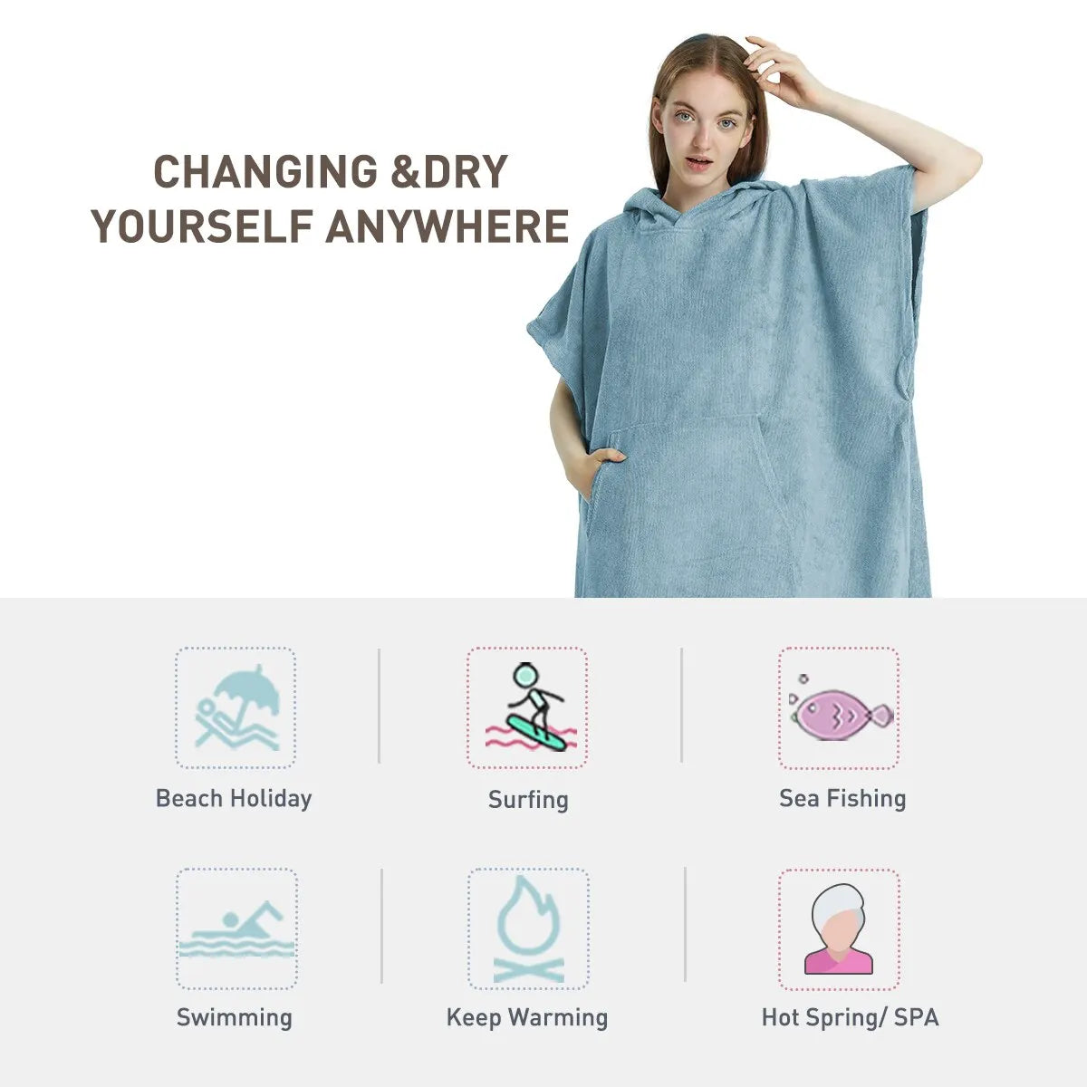 Surfer Poncho Styled Towel Hoodie