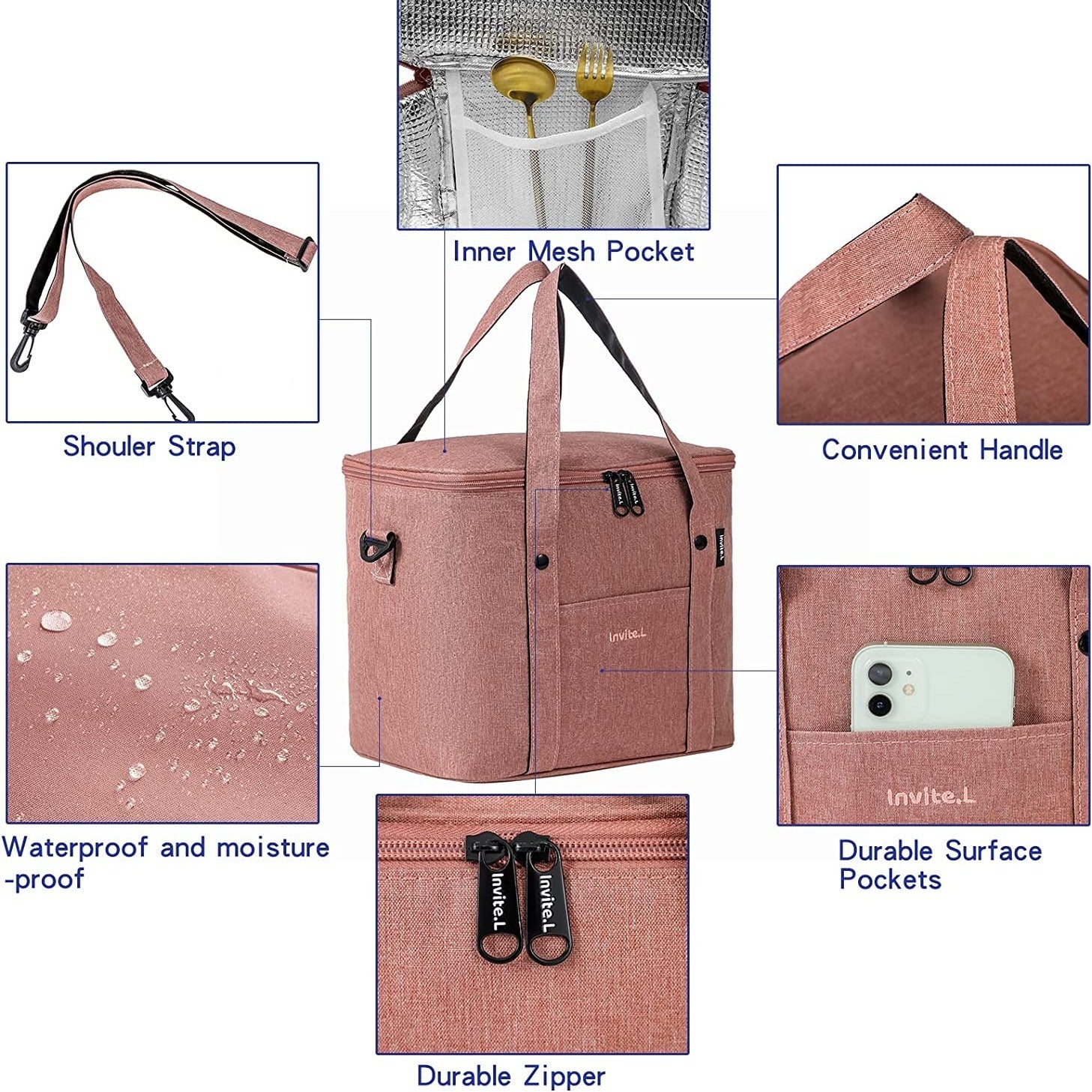 Insulated Lunch Bag Reusable Waterproof Men Women Students