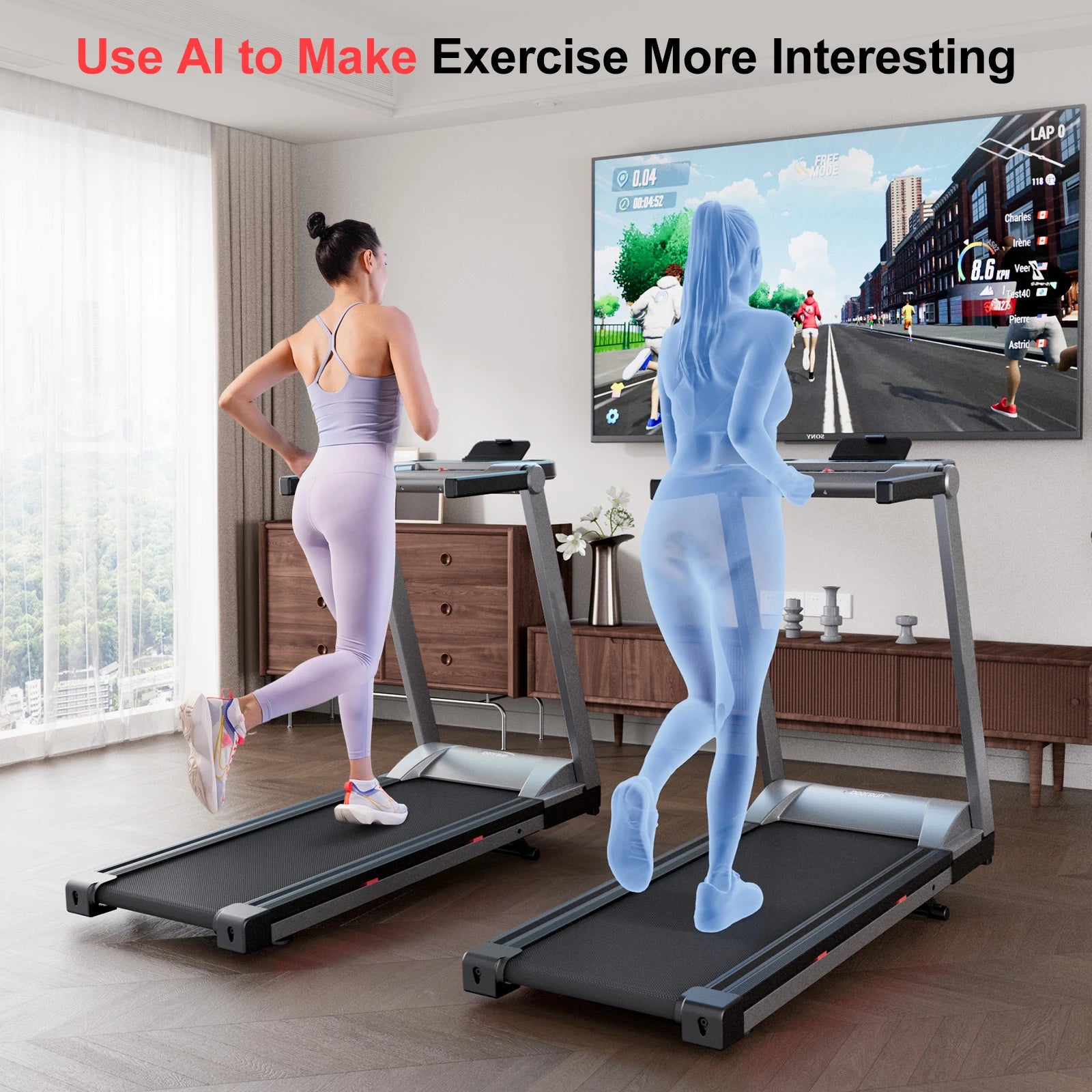 Walking Pad Treadmill Cardio Training Non-Slip Home & Office Touch Screen Smart App Data Monitoring