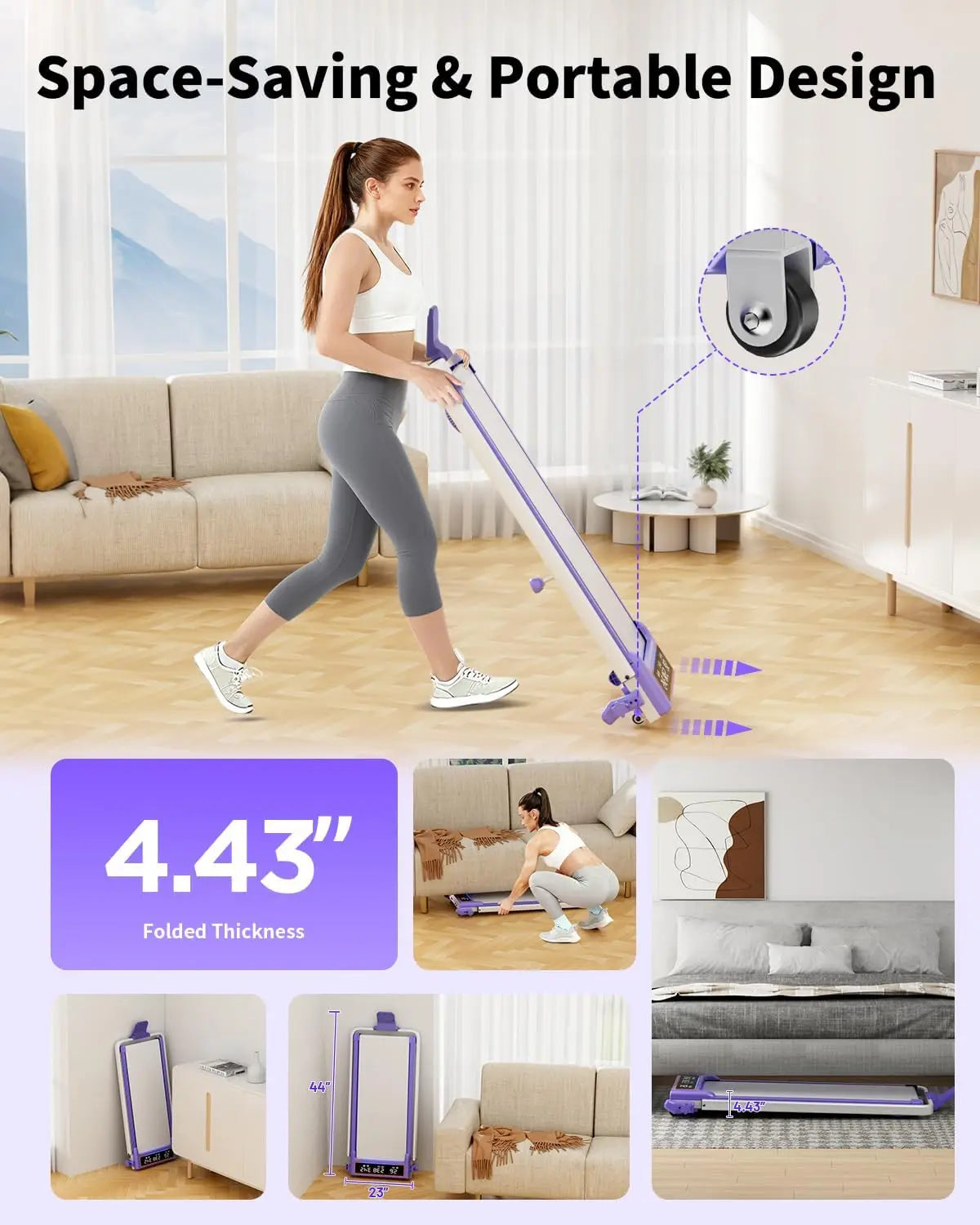 Foldable Walking Pad Treadmill Cardio Training Non-Slip Smart App