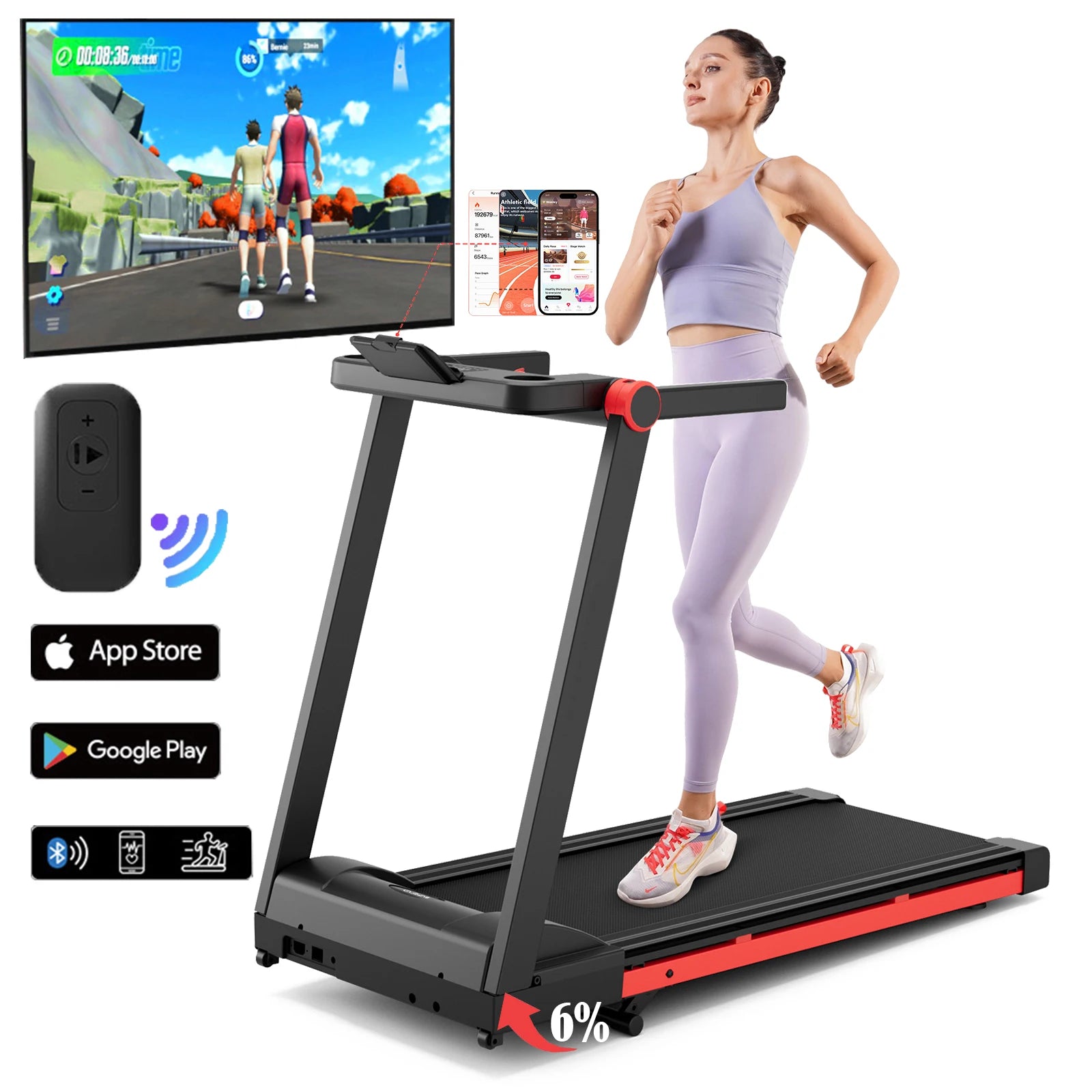 Walking Pad Treadmill Cardio Training Non-Slip Home & Office Touch Screen Smart App Data Monitoring