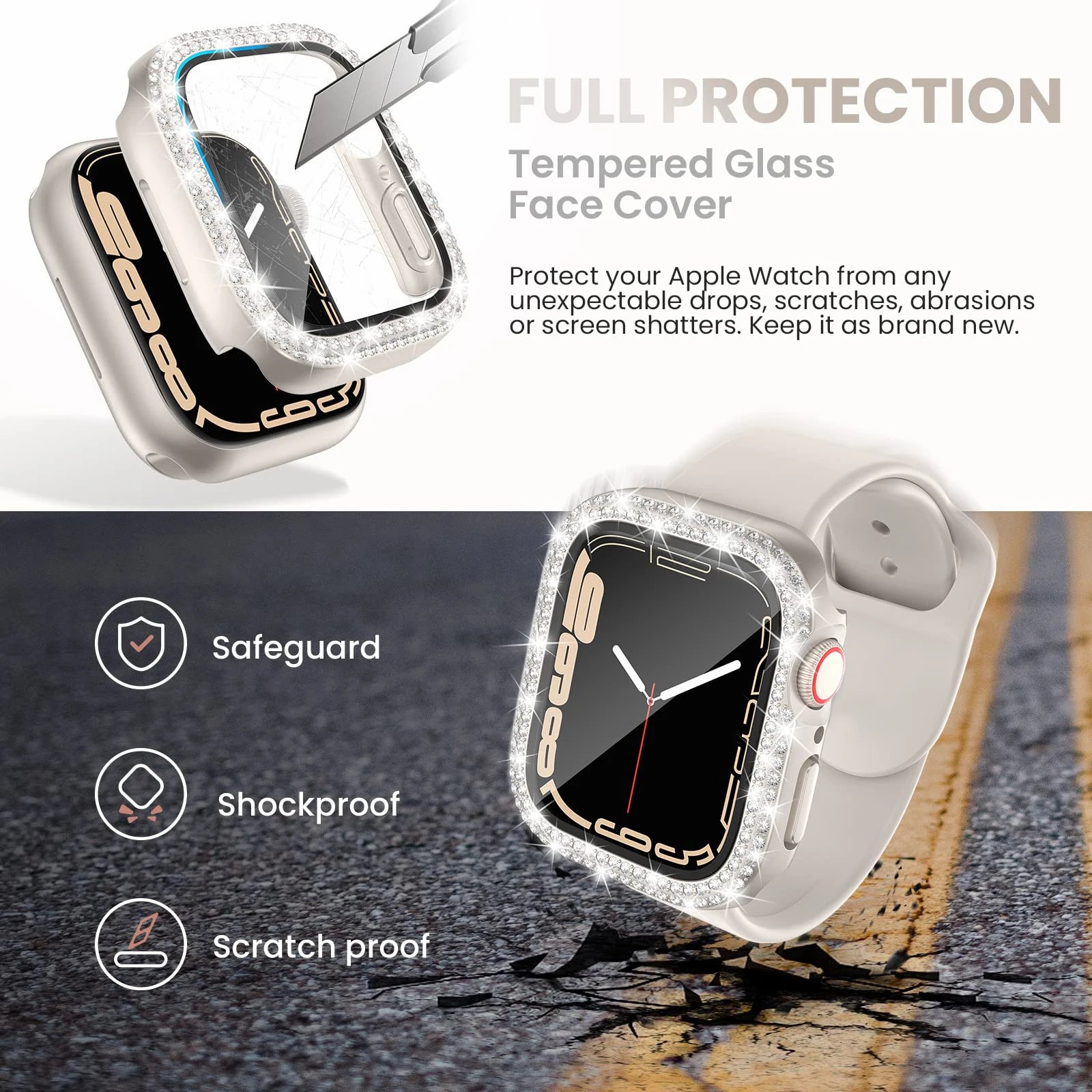 Glass & Diamond Cover For Apple Watch