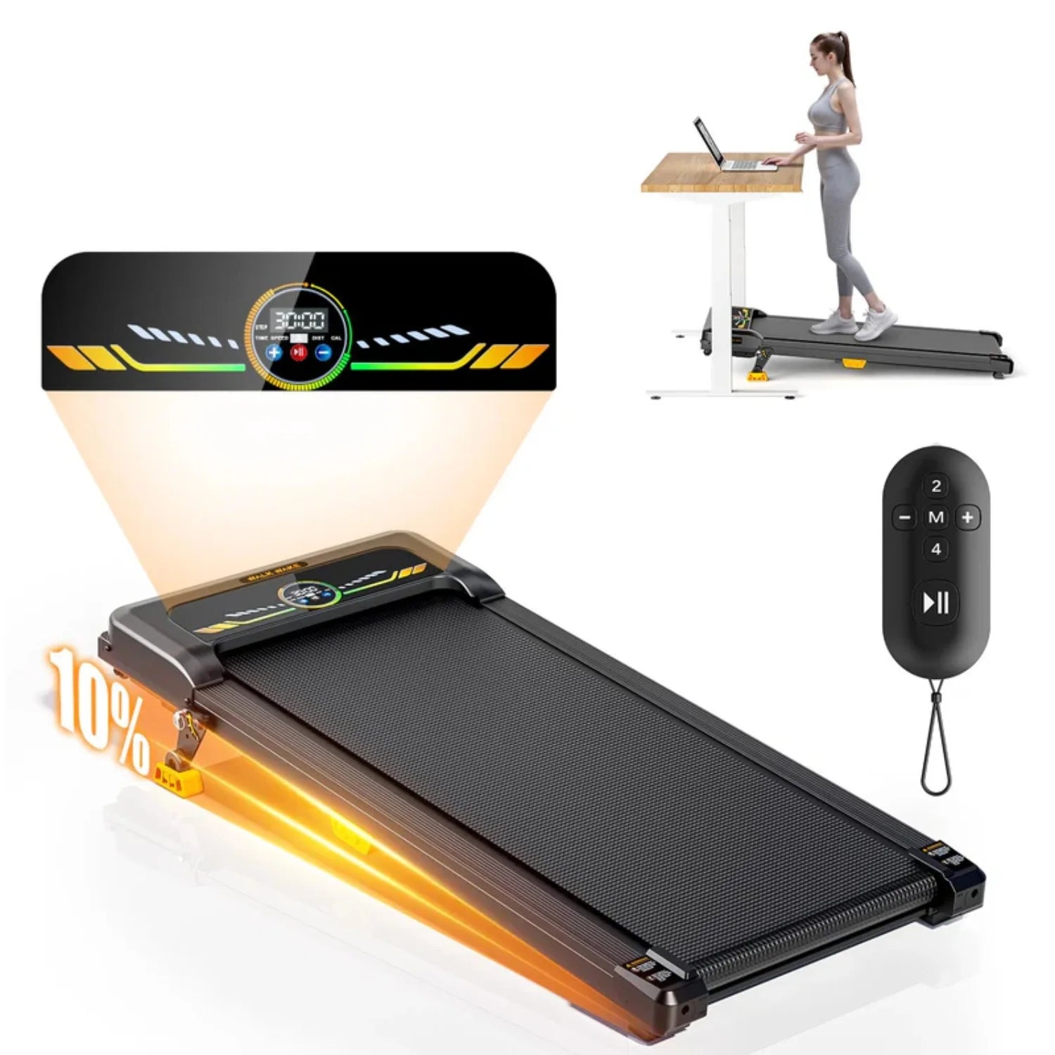 Portable Foldable Incline Walking Home Office Pad LED Display & Remote Control