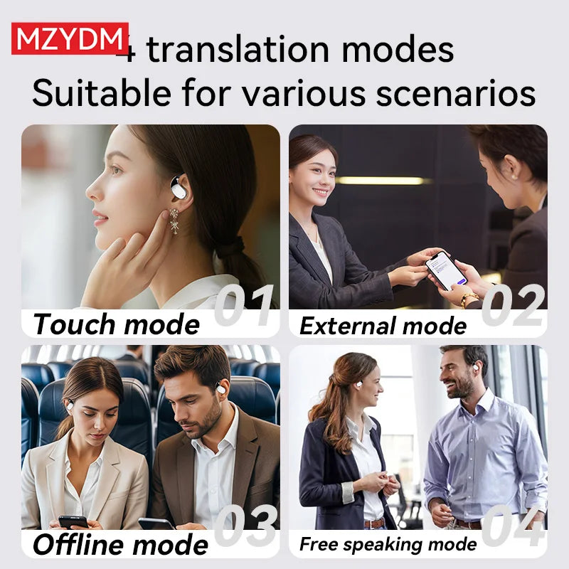 AI Translator Earbuds Bluetooth 5.4 Headset Noise Cancelling Earphone