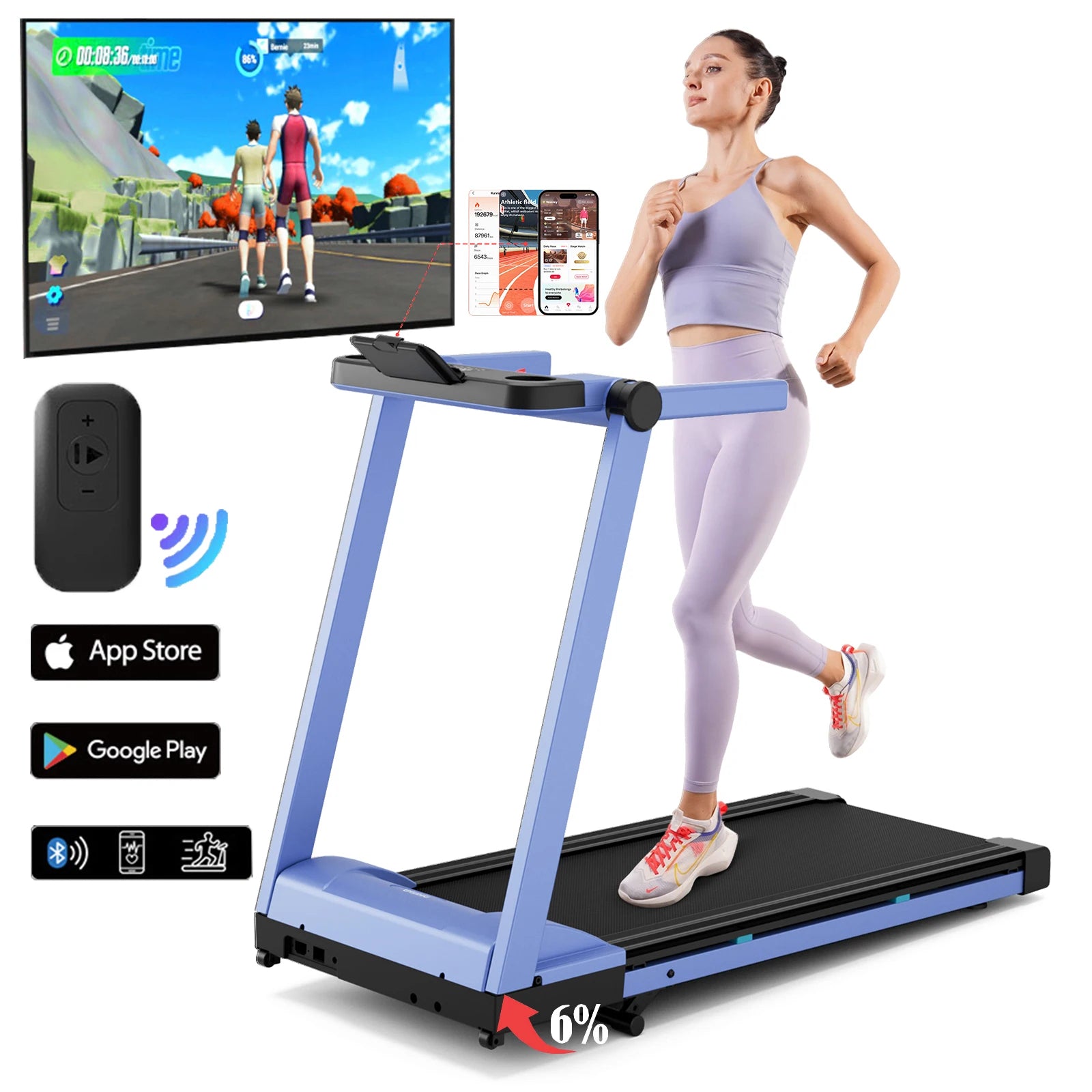 Walking Pad Treadmill Cardio Training Non-Slip Home & Office Touch Screen Smart App Data Monitoring