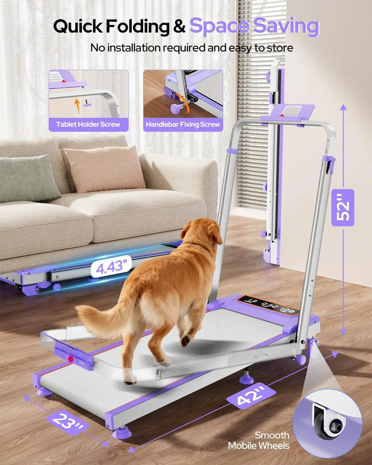 Non-Slip Foldable Walking Pad/Treadmill for Cardio Training