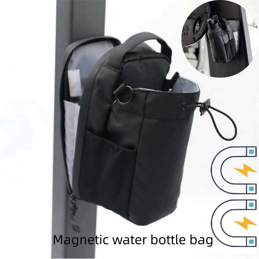 Magnetic Gym Bag with Phone Pocket & Water Bottle Pouch