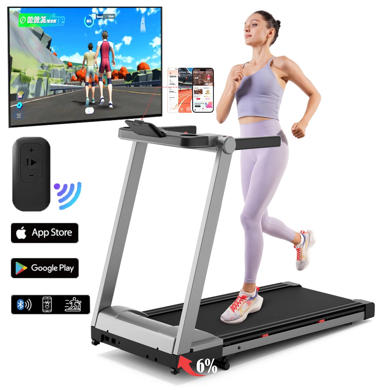 Walking Pad Treadmill Cardio Training Non-Slip Home & Office Touch Screen Smart App Data Monitoring
